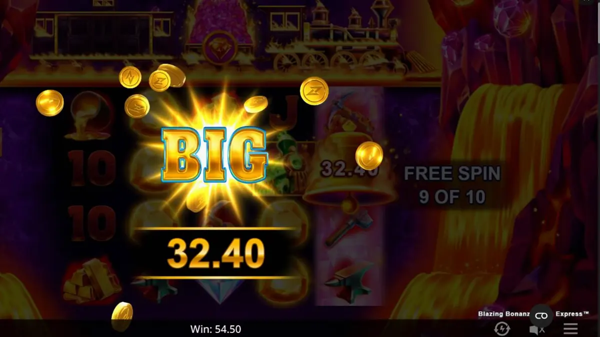 Tampilan visual slot Blazing Bonanza Rush Express dengan tema pertambangan emas dan kereta api